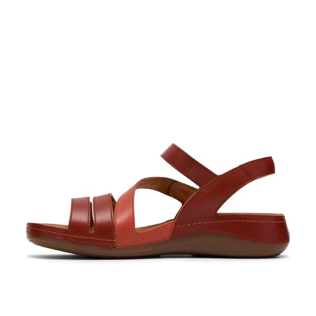 Clarks Clarks Women's Cecily Mix Burnt Orange Combination Flat Sandals - 3