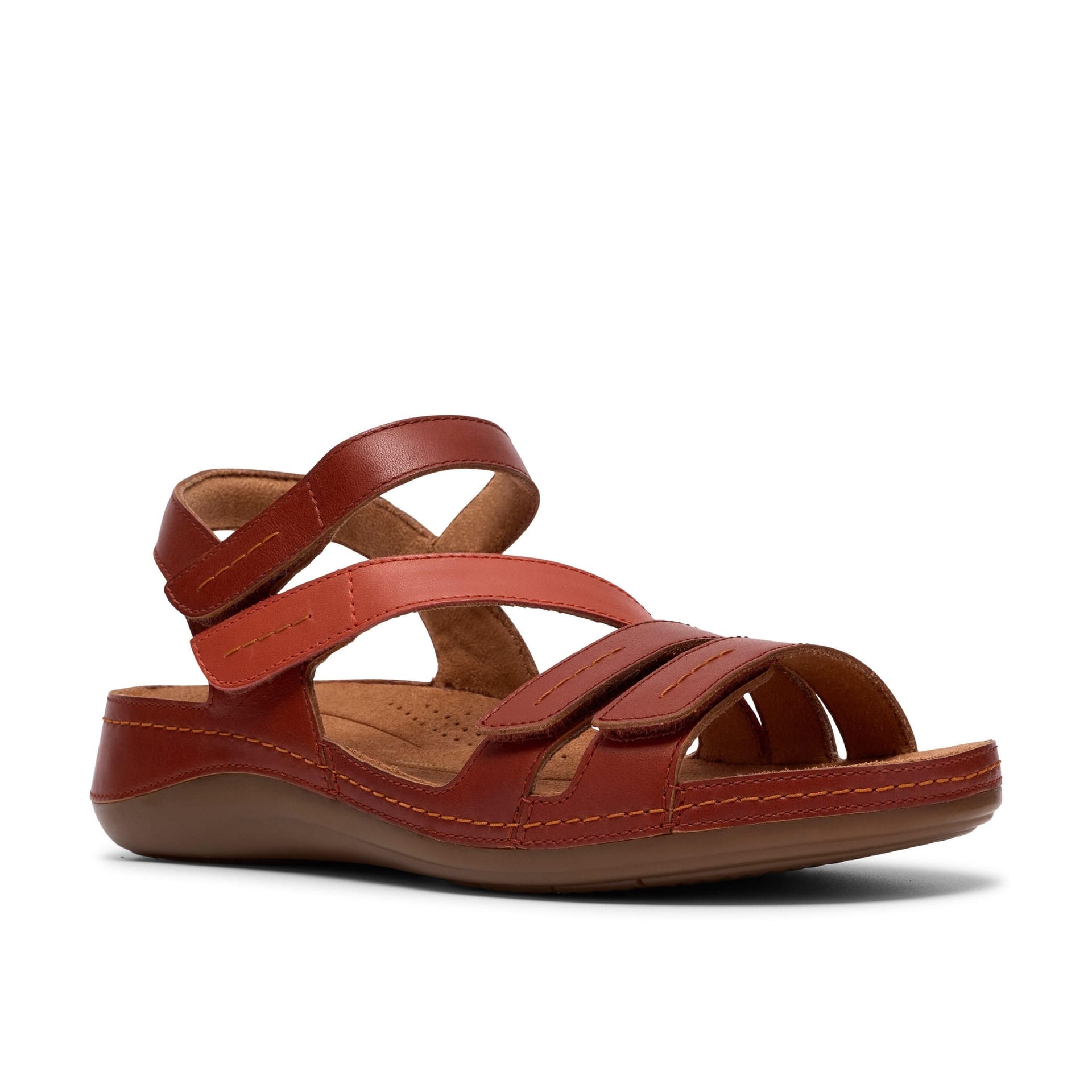 Clarks Clarks Women's Cecily Mix Burnt Orange Combination Flat Sandals - 4