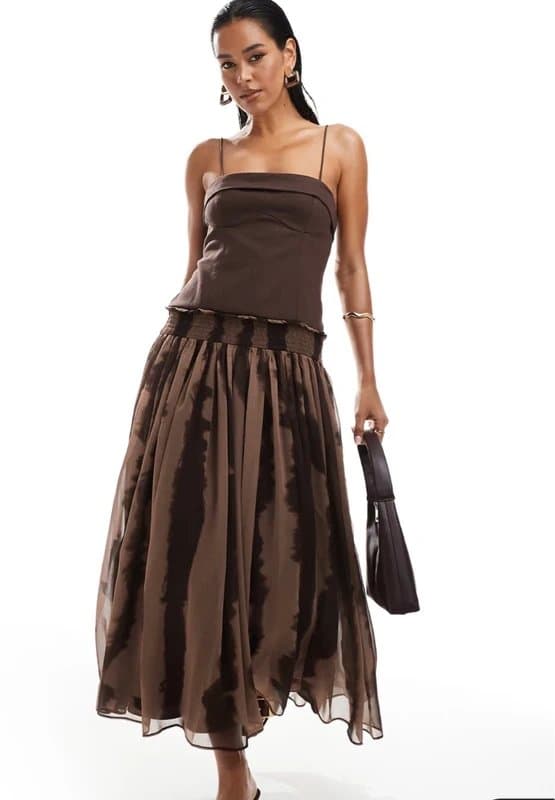 ASOS ASOS chiffon corset brown dress