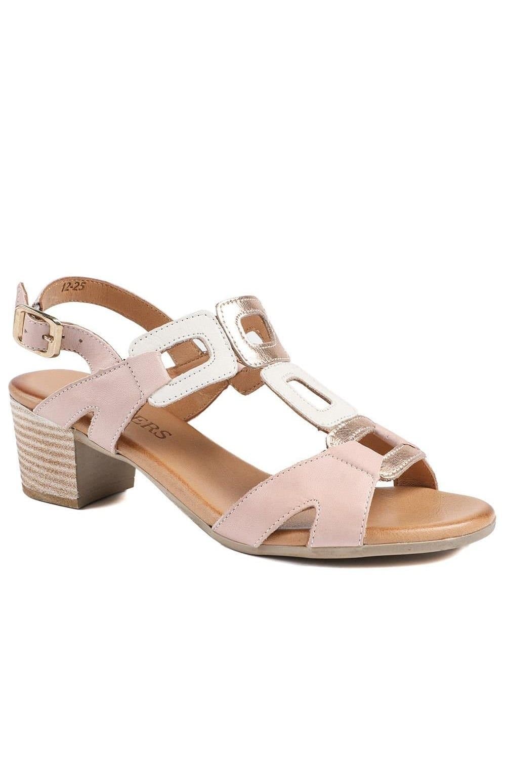 Pavers Pavers Women's All Leather Block Heel Sandals in Nude