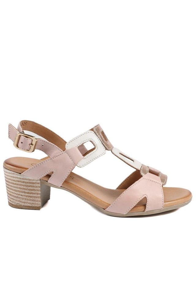 Pavers Pavers Women's All Leather Block Heel Sandals in Nude - 2