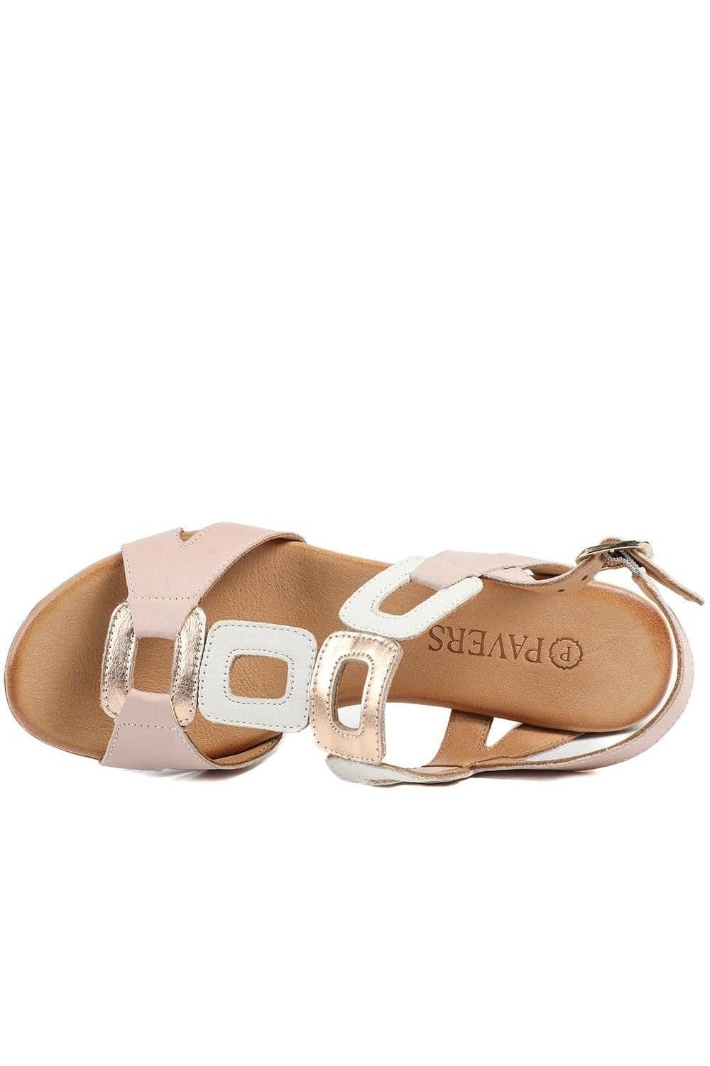 Pavers Pavers Women's All Leather Block Heel Sandals in Nude - 4