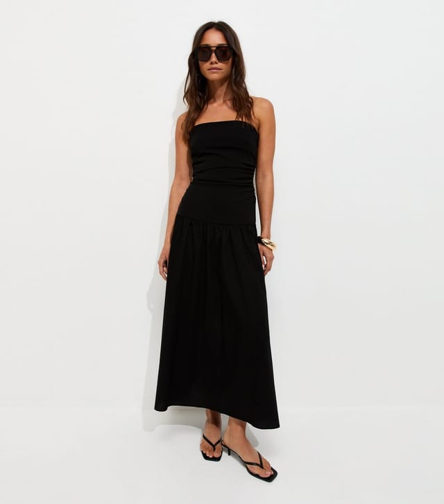 New Look Women's Black Contrast Skirt Bandeau Midi Dress New Look - 2