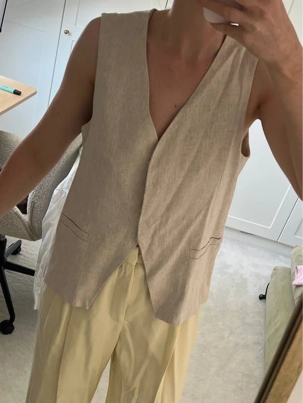 ASOS ASOS Design waistcoat with linen in natural