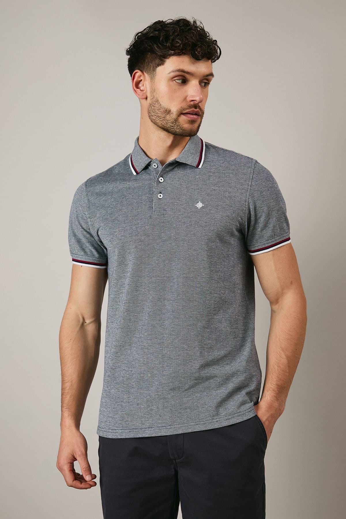 Maine Maine Men's Navy Birdseye Tipped Polo Shirt