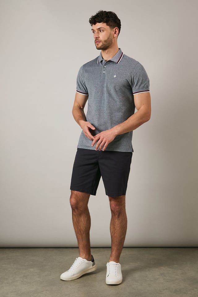 Maine Maine Men's Navy Birdseye Tipped Polo Shirt - 2
