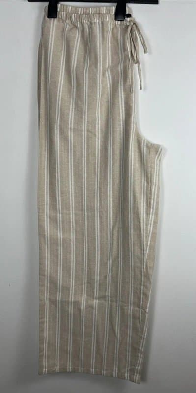New Look New look - stripe summer trousers - size 18 - cream / white