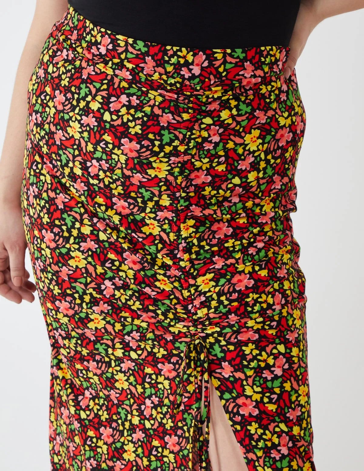 Blue Vanilla Curve Ruched Front Midi Skirt - 4