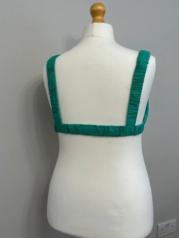 ASOS ASOS Design Plus Size Green Crop Top UK 18 Linen Blend Elasticated