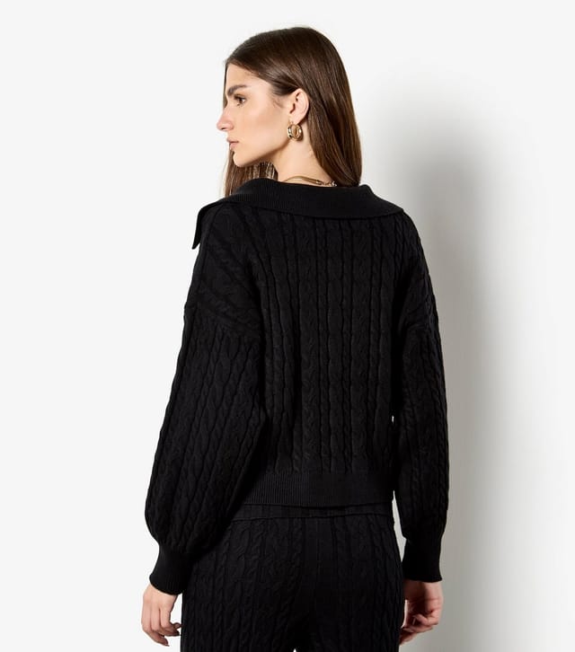 Apricot Women's Black Cable Knit Collar Jumper Apricot New Look - 3
