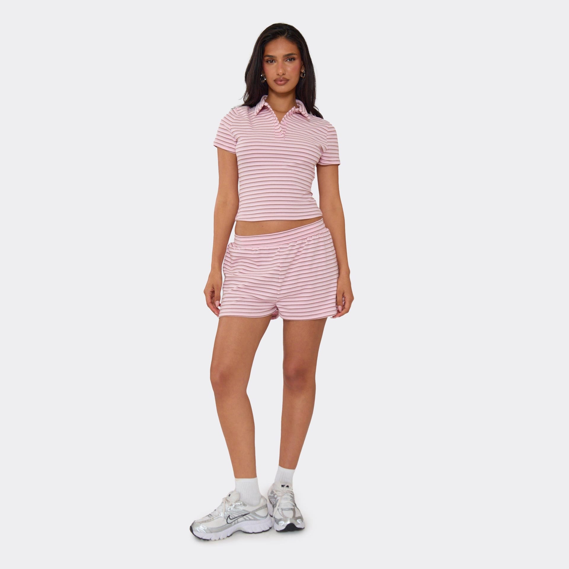 EGO Pink Striped Soft Fleece Mini Shorts