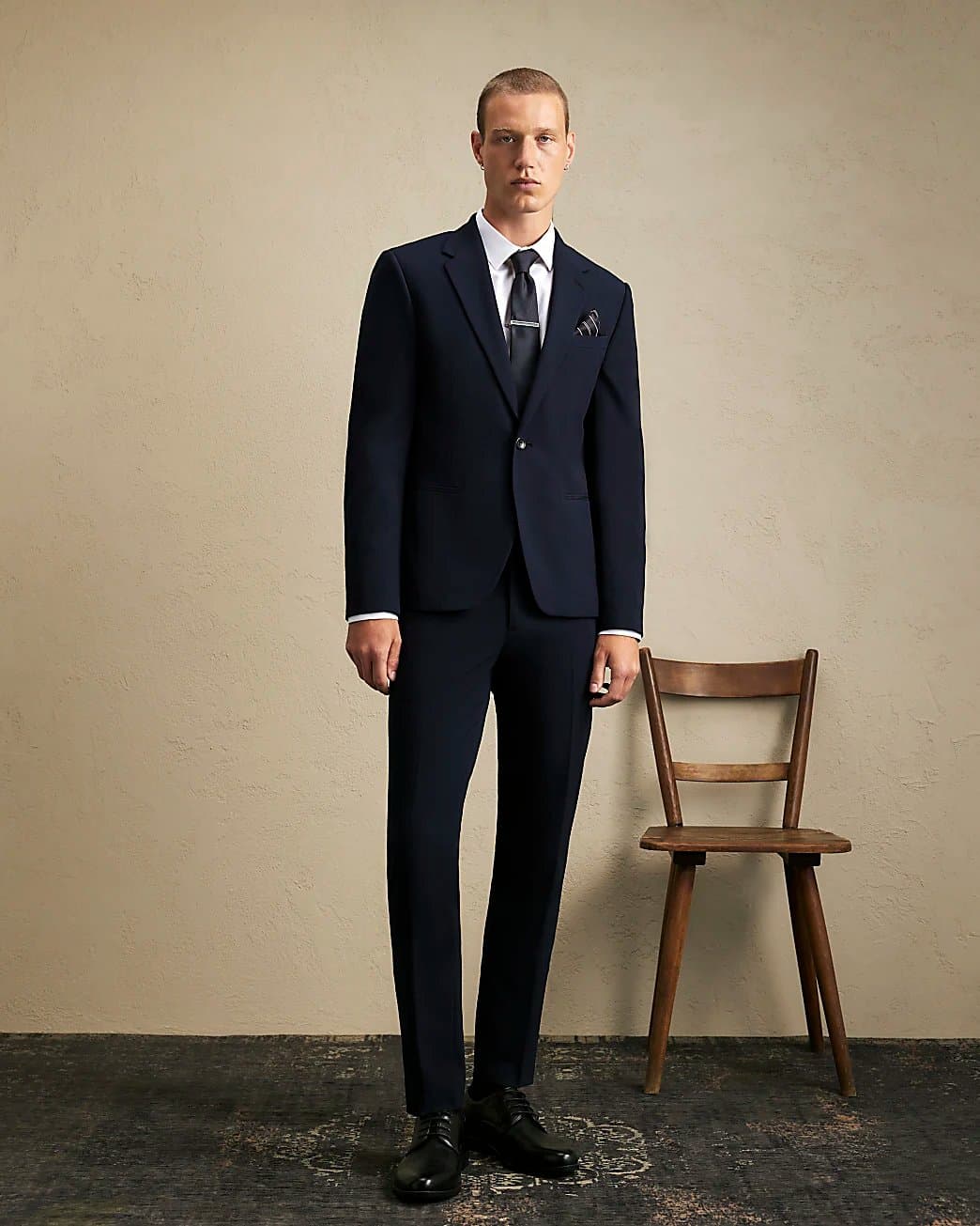 River Island Mens River Island Navy Skinny Fit Suit Trousers
