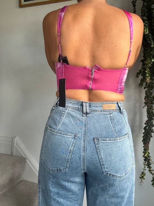 Bershka Bershka Pink Floral Corset Crop Top | BNWT | Y2K | Size M