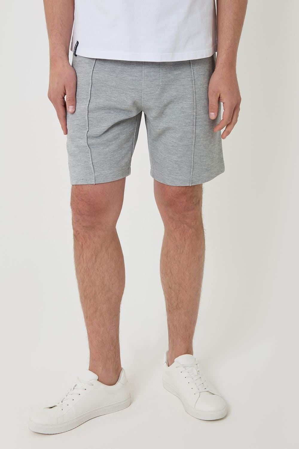 Threadbare threadbare Men's Pique Pleated Sweat Shorts in Light Grey