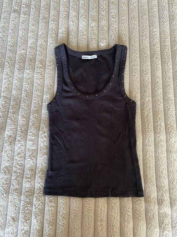 Bershka Grey Studded Tank Top
