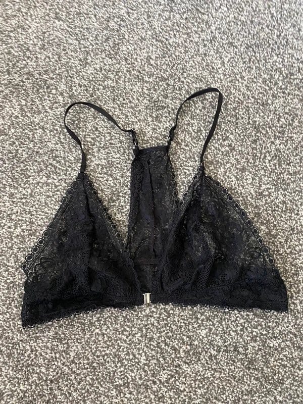 Topshop Black Lace Bralet with Front Fastening