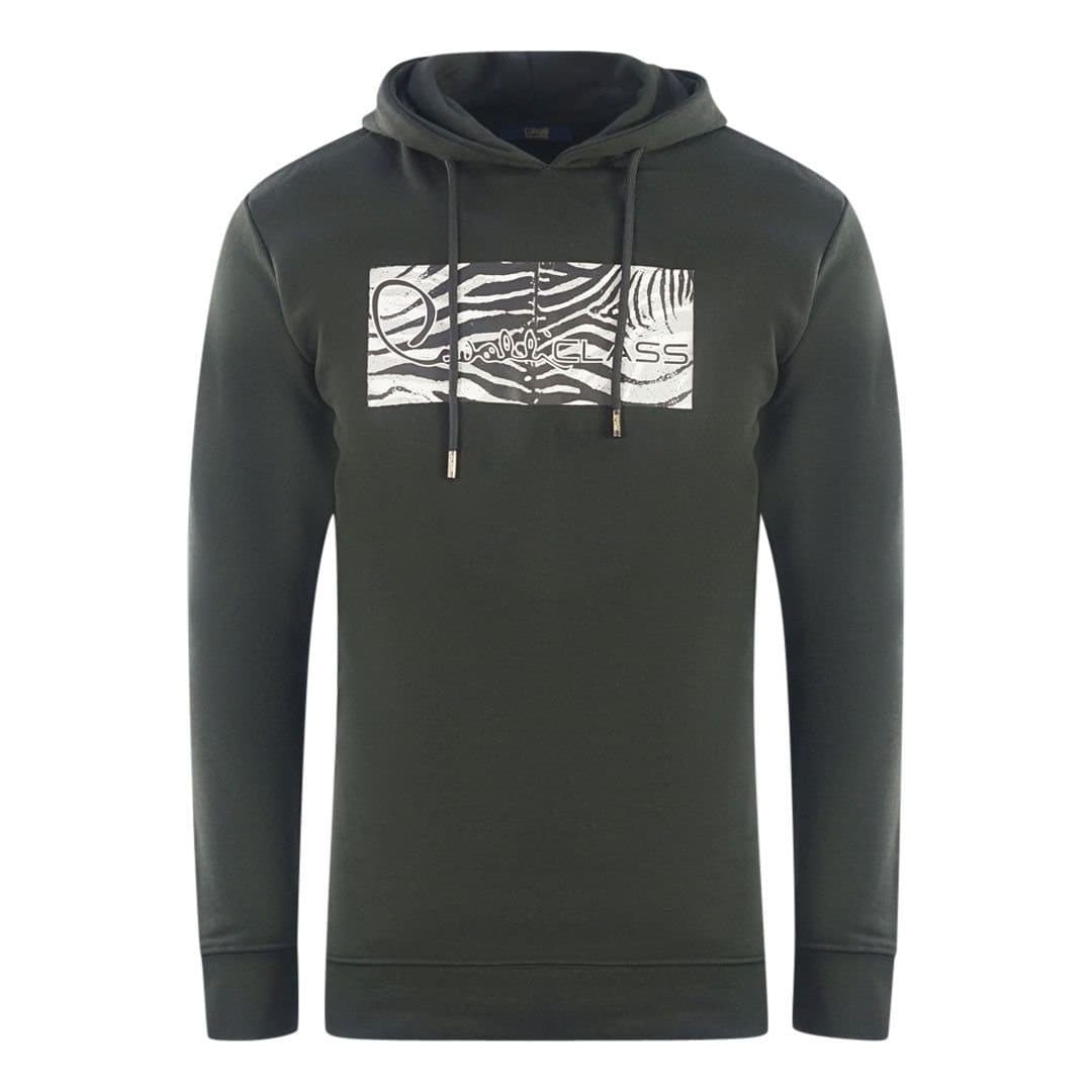 Cavalli Class Cavalli Class Men's Zebra Print Logo Black Hoodie