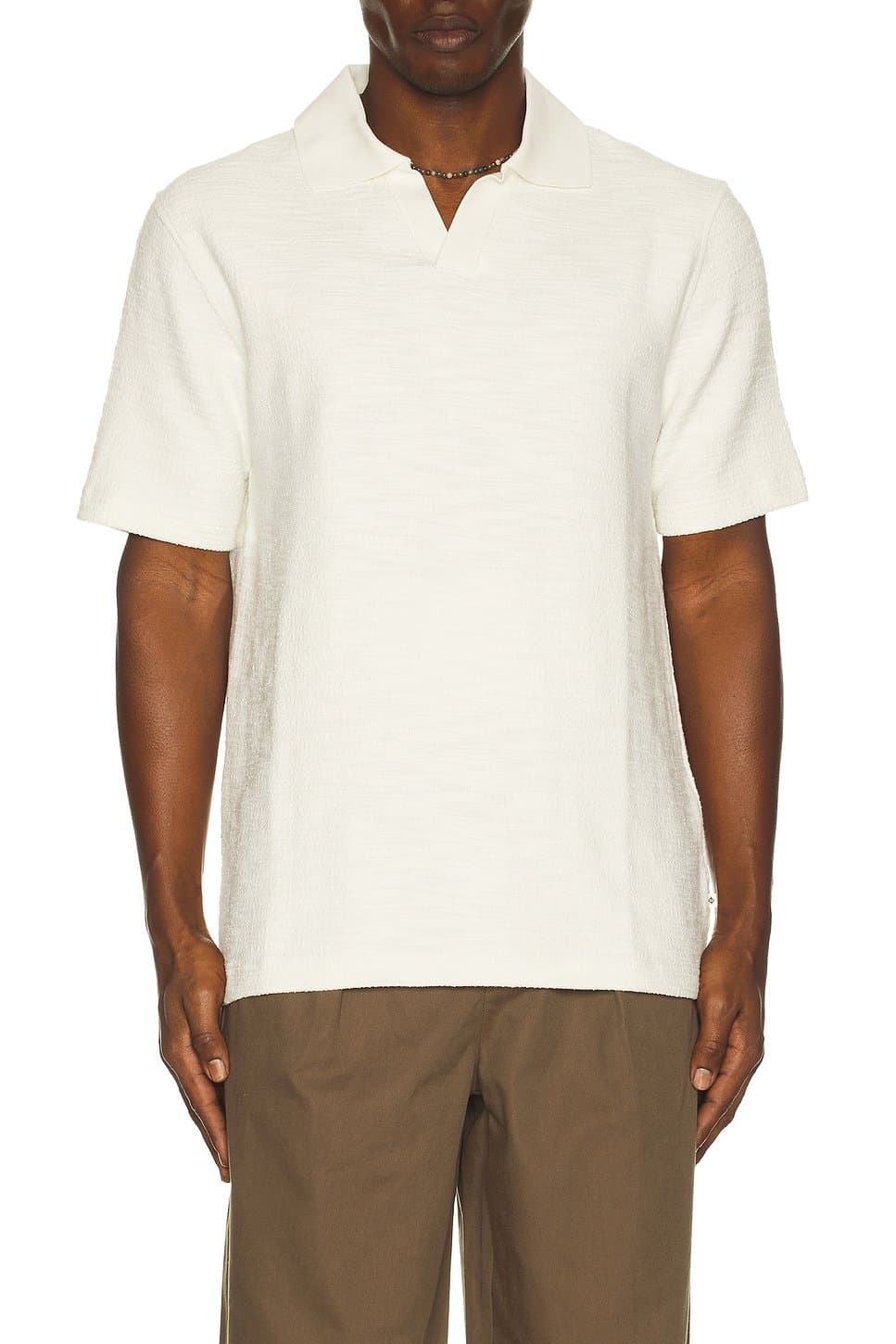 revolve Revolve V-Neck Polo Shirt in Clear Cream
