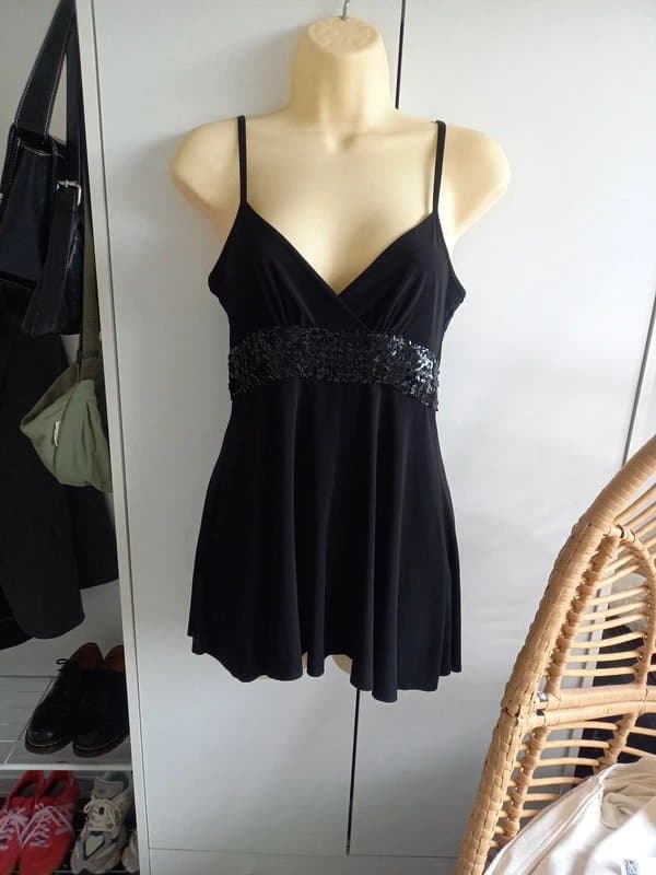 New Look Just dropped! 'New look' black sequin embellished cami top