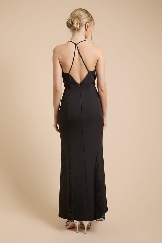 Oasis Oasis Women's Lace Godet Crepe Maxi Dress in Black - 3