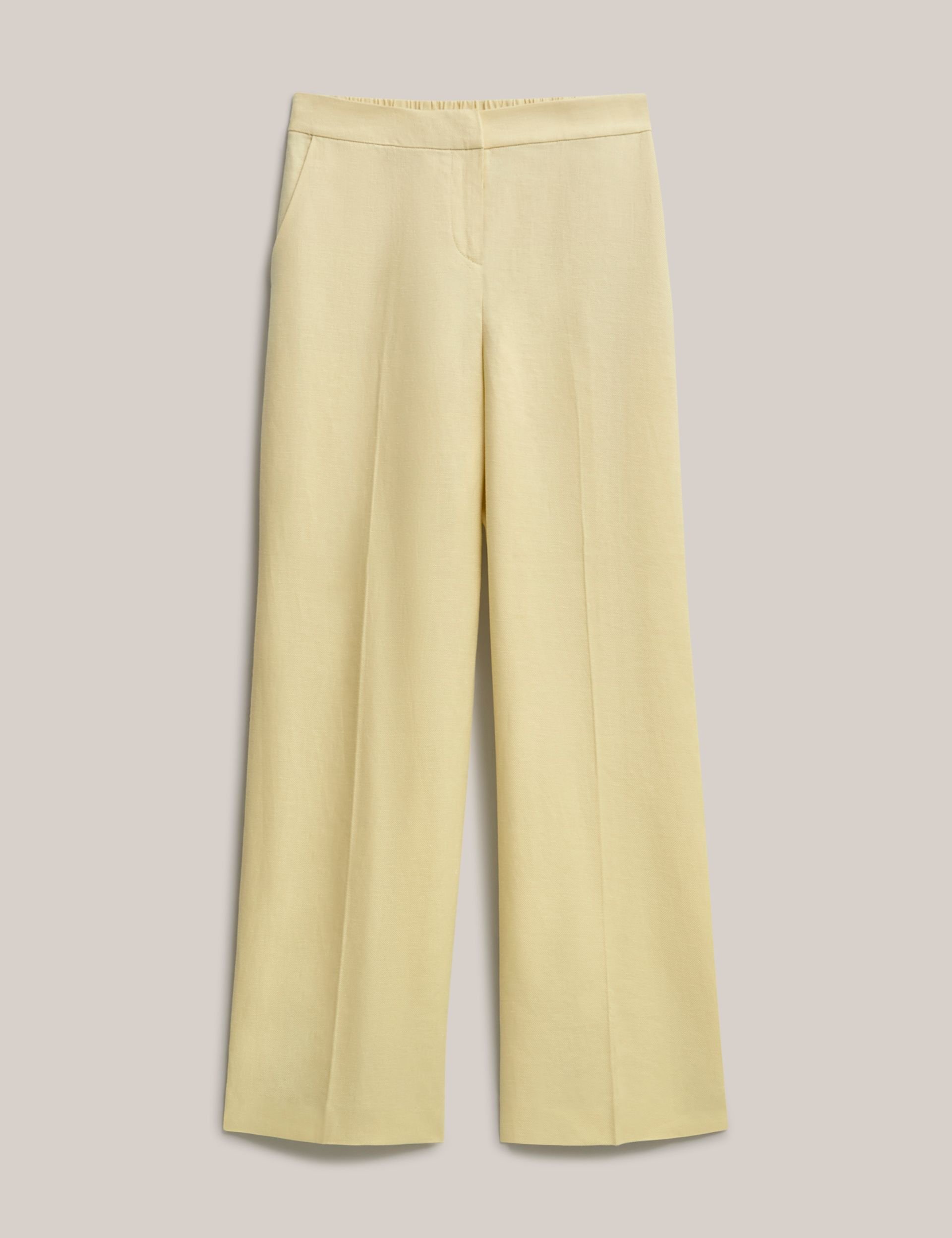 Hobbs London Hobbs London Women's Adalee High-Waist Linen Trousers in Lemon - 2