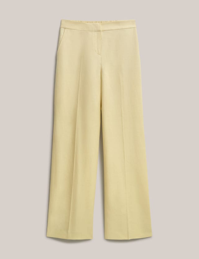 Hobbs London Hobbs London Women's Adalee High-Waist Linen Trousers in Lemon - 2