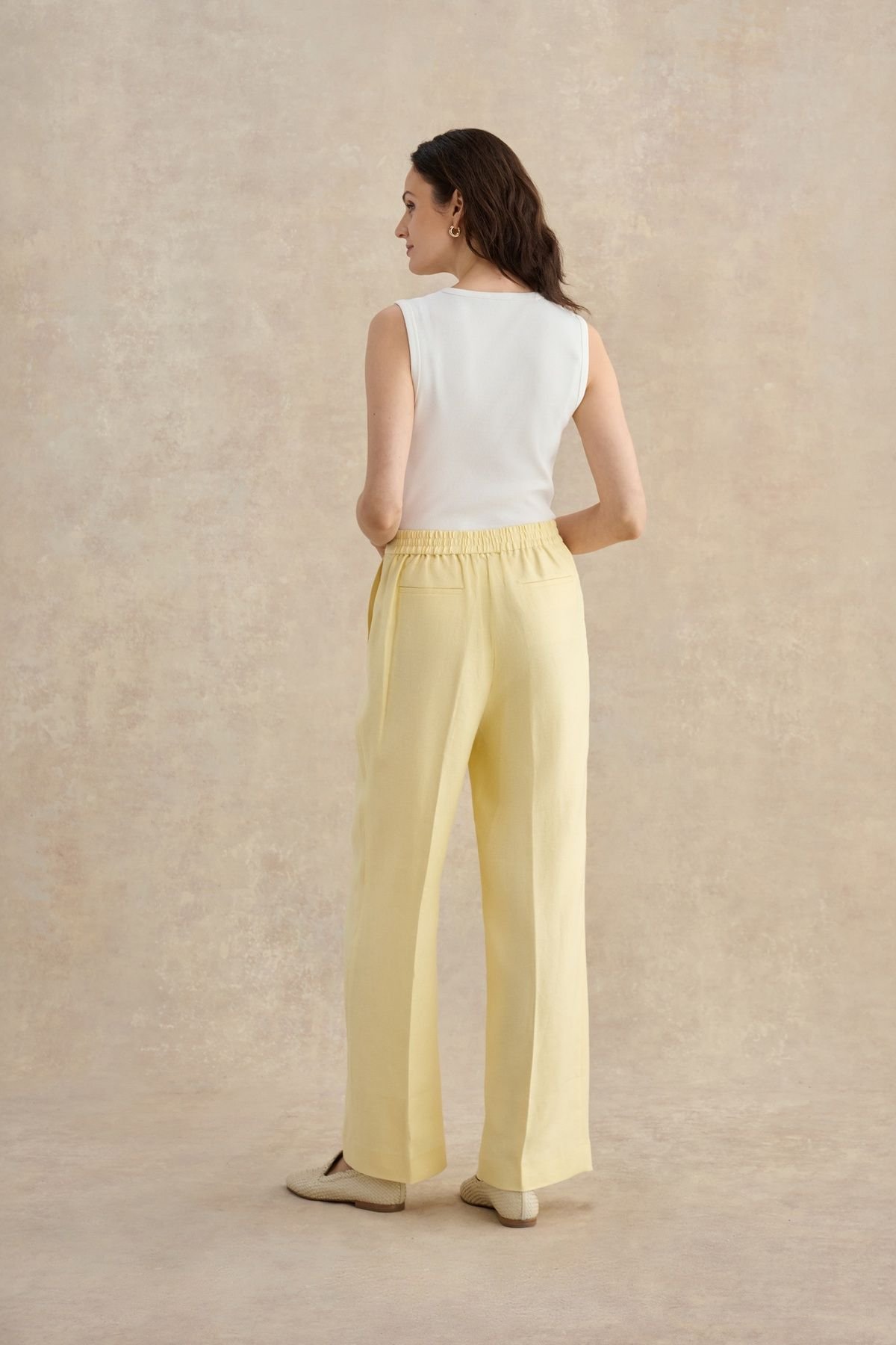 Hobbs London Hobbs London Women's Adalee High-Waist Linen Trousers in Lemon - 4