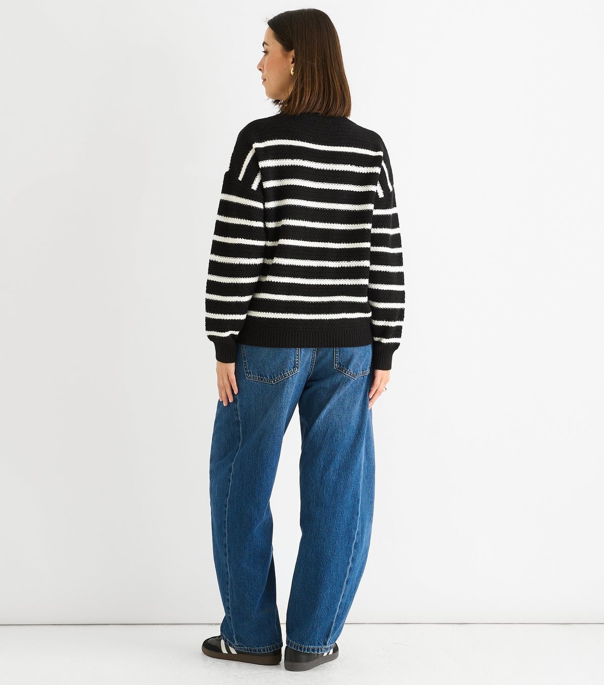 Gini London Women's Textured Knit Striped Jumper Gini London New Look - 4