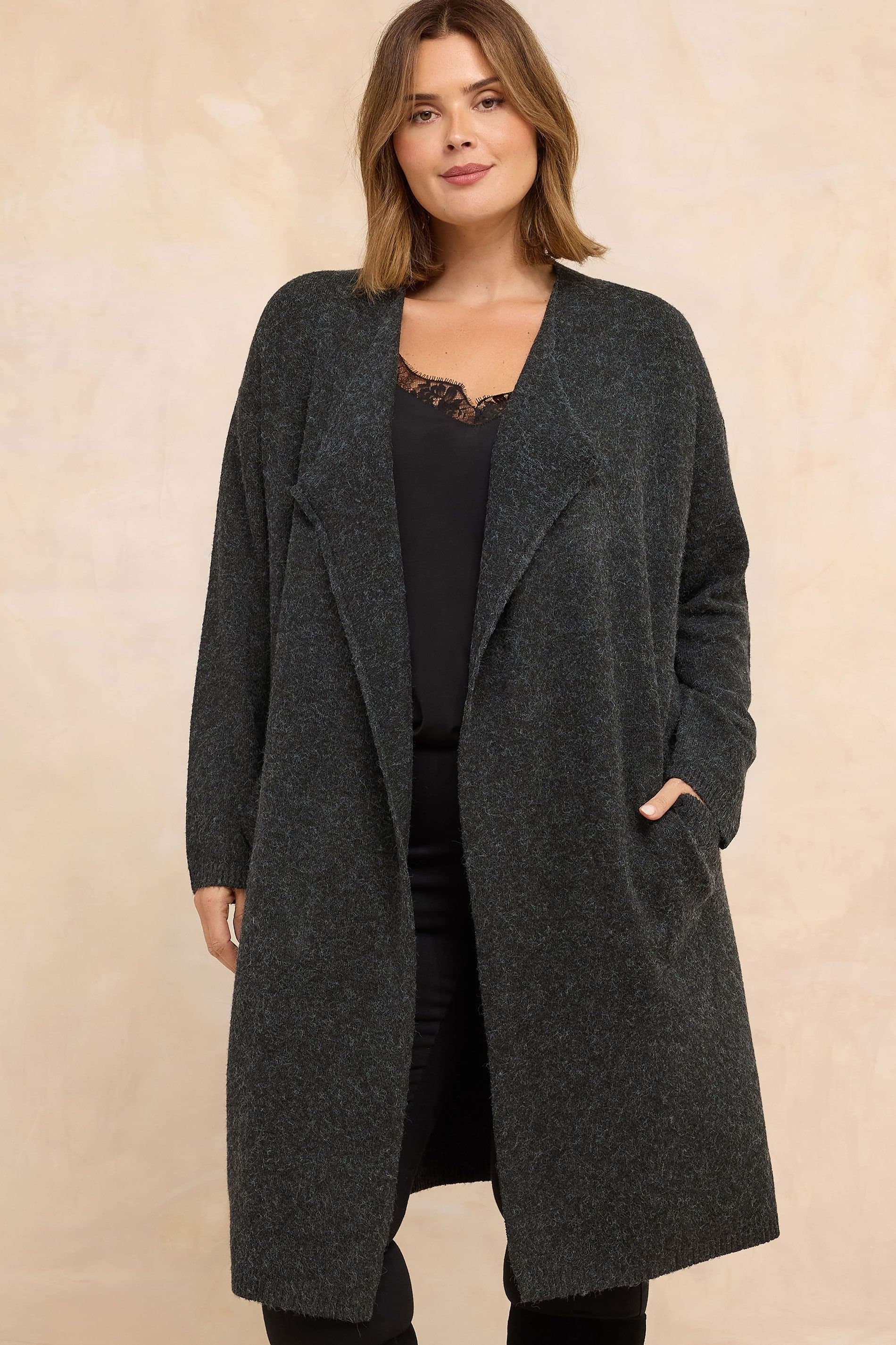 Evans Evans Women's Waterfall Cardigan in Charcoal