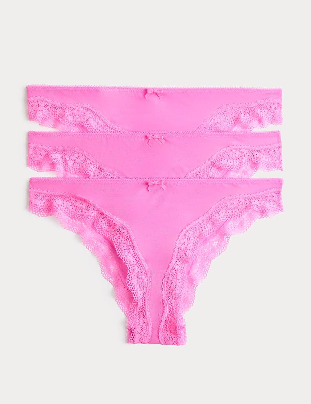 Marks & Spencer M&S 3 Pack Jasmine Mesh Brazilian Knickers Pink Shimmer