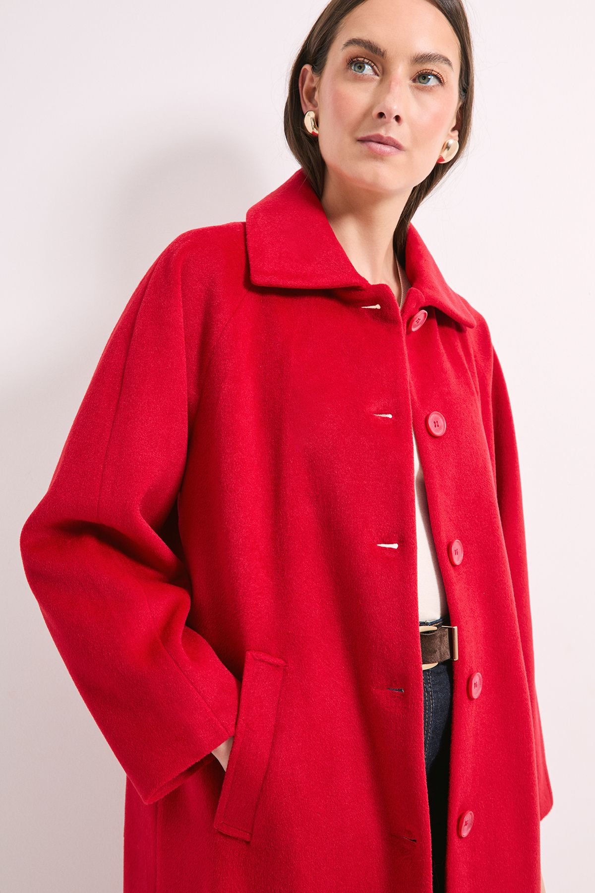 Wallis Wallis Women's Principles by Button Maxi Coat in Red - 4