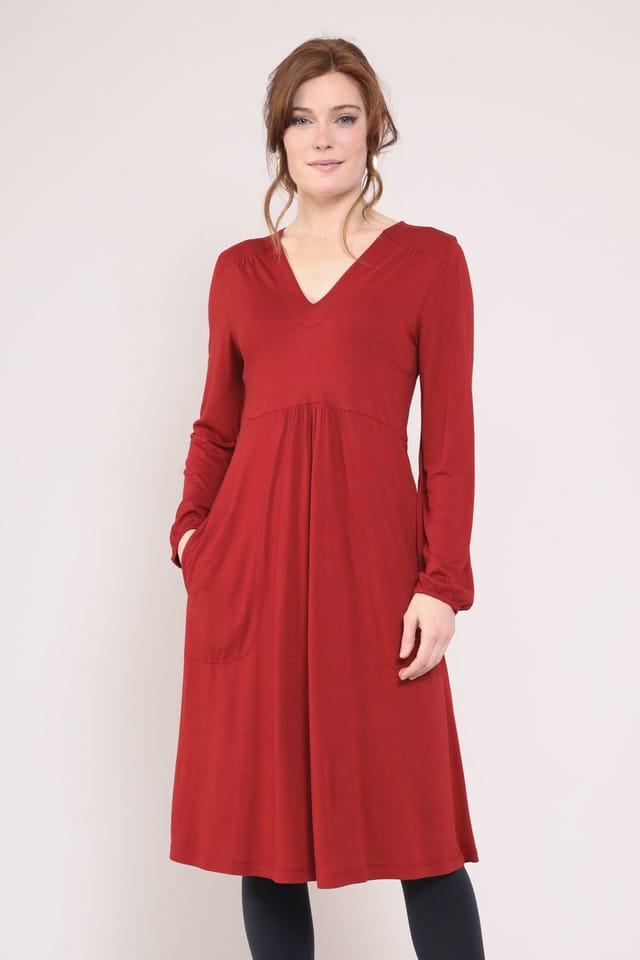 Nomads Clothing Nomads Clothing Women's Womens Gathered Yoke Dress in Dark Red - 3