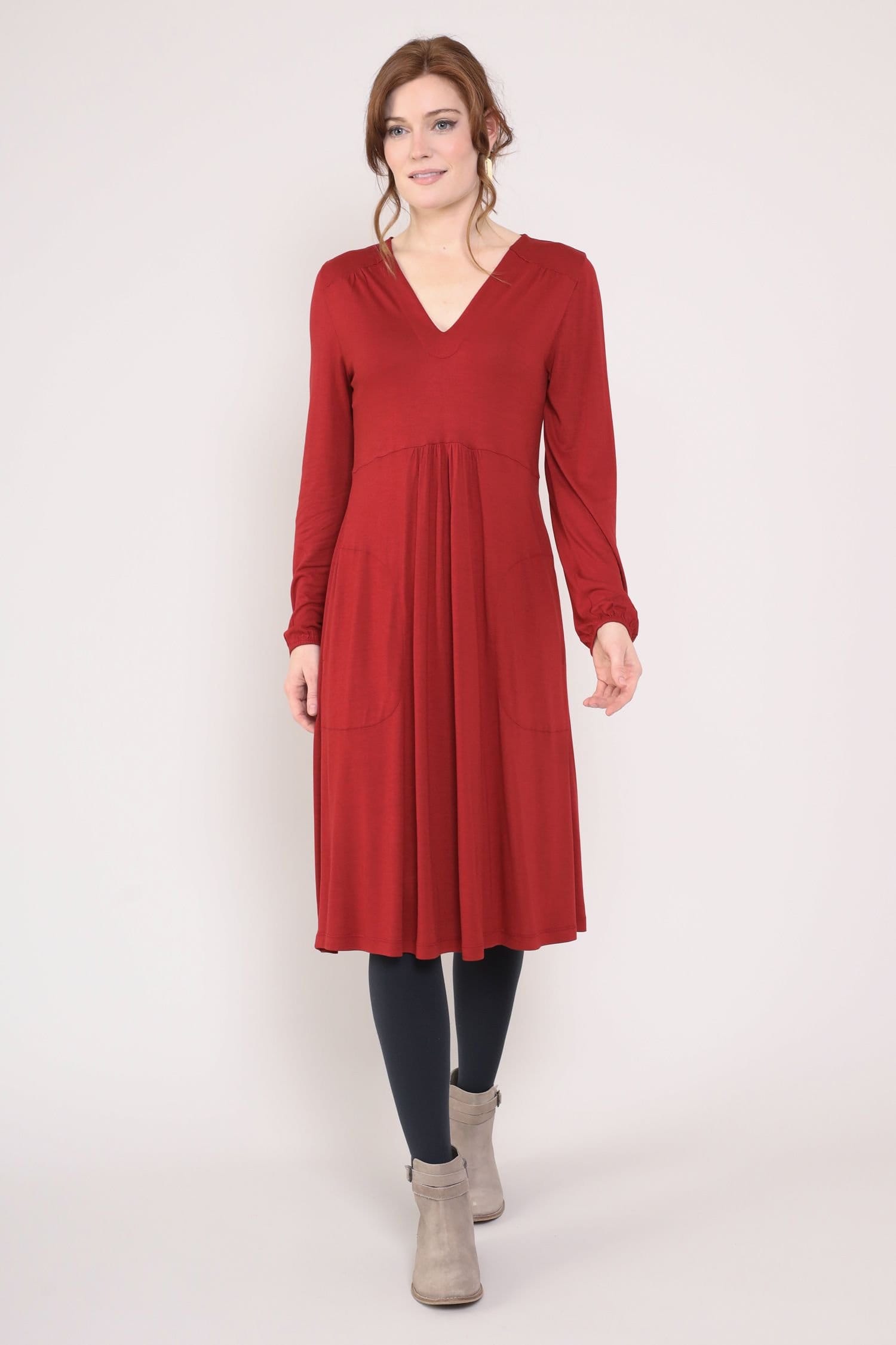 Nomads Clothing Nomads Clothing Women's Womens Gathered Yoke Dress in Dark Red - 4