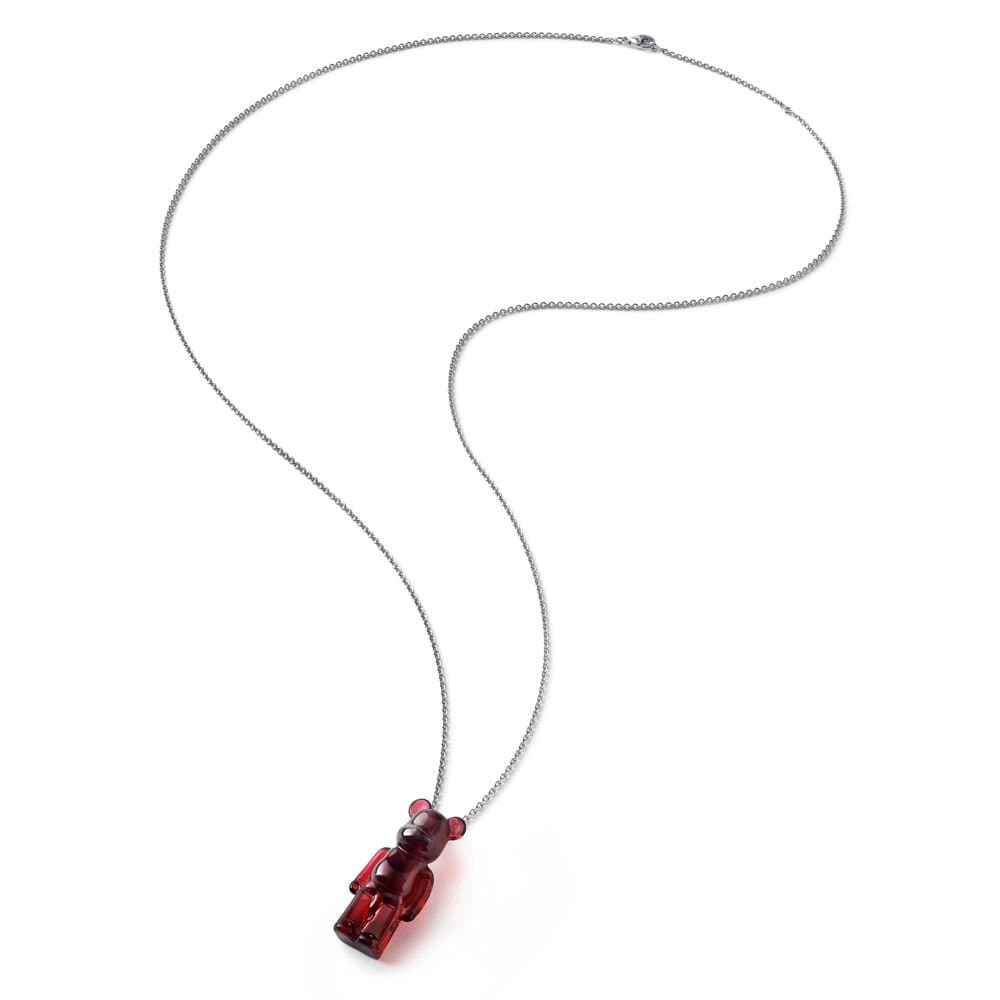 baccarat Baccarat Women's BearBrick Long Necklace, Silver, Red Crystal