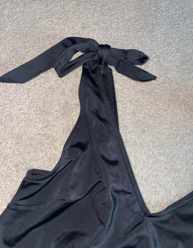 ASOS Black Satin Halter Swimsuit Size 14