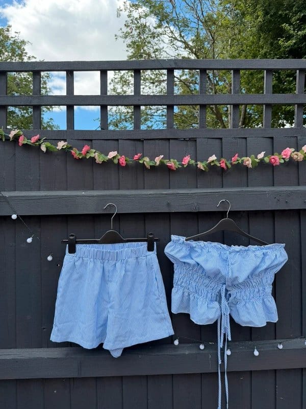 Boutique Viral Blue Stripe Bandeau & Shorts Co‑ord | Size S / UK 8‑10 - 1