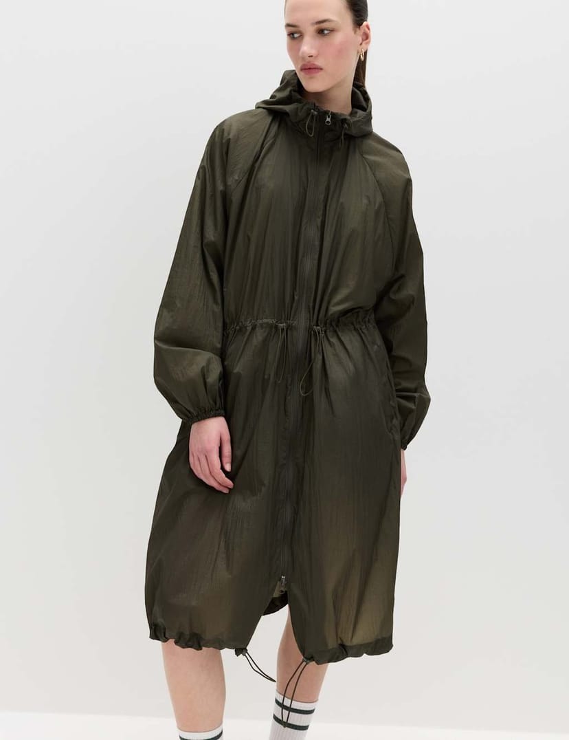 Marks & Spencer M&S Stormwear™ Hooded Packaway Raincoat Dark Khaki - 1