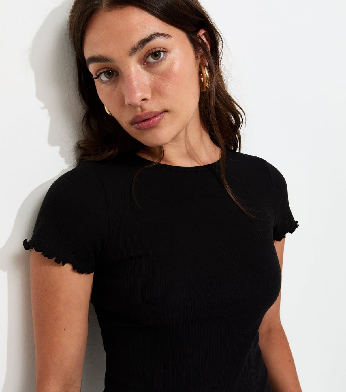 New Look Women's Black Cotton Rich Short Sleeve Babylock T-Shirt New Look