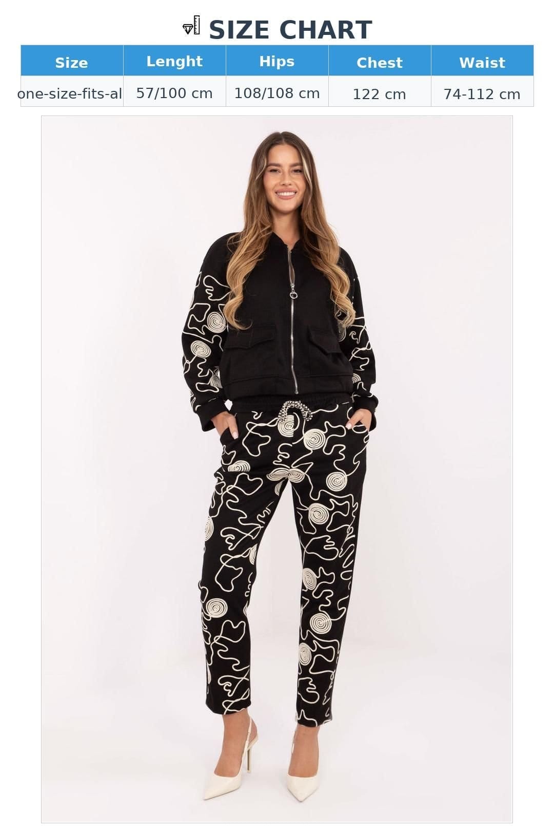 Love Lace Love Lace Women's Embroidered Zip Hoodie Tracksuit Set in Black - 4