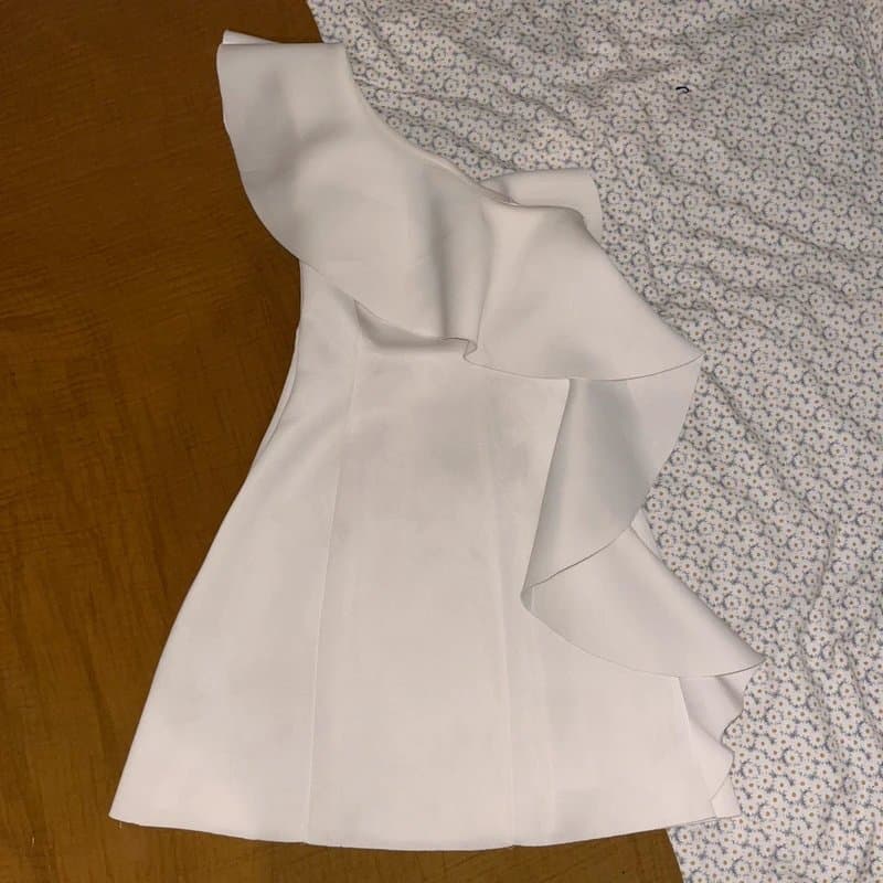ASOS White Ruffle Asymmetric Dress
