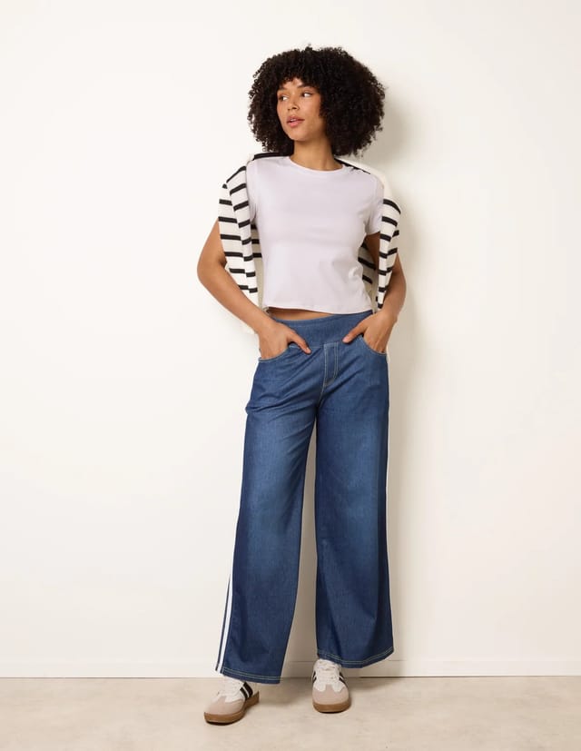 Blue Vanilla Multi Stretch Side Stripe Deep Waistband Trousers - 2