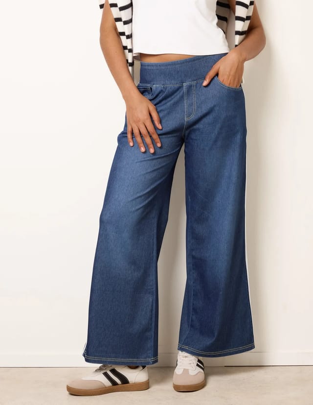 Blue Vanilla Multi Stretch Side Stripe Deep Waistband Trousers - 3