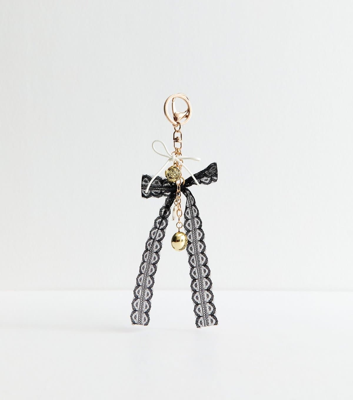 New Look Black Lace Bow Bag Charm New Look