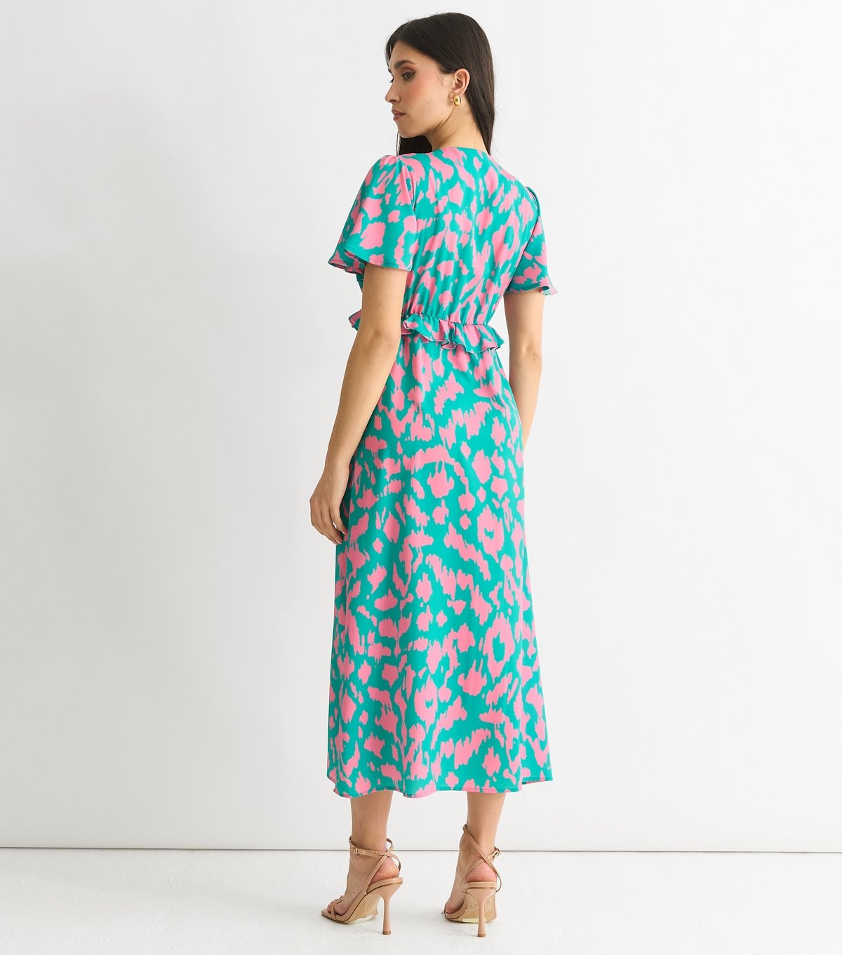 Gini London Women's Green Animal Print Ruffled Midi Dress Gini London New Look - 4