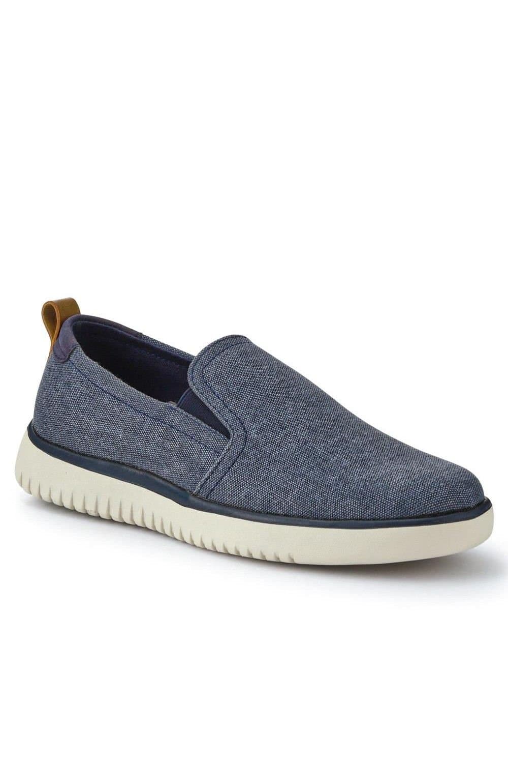 Pavers Pavers Men's Wide-Fit Fabric Slip-On Shoes in Navy