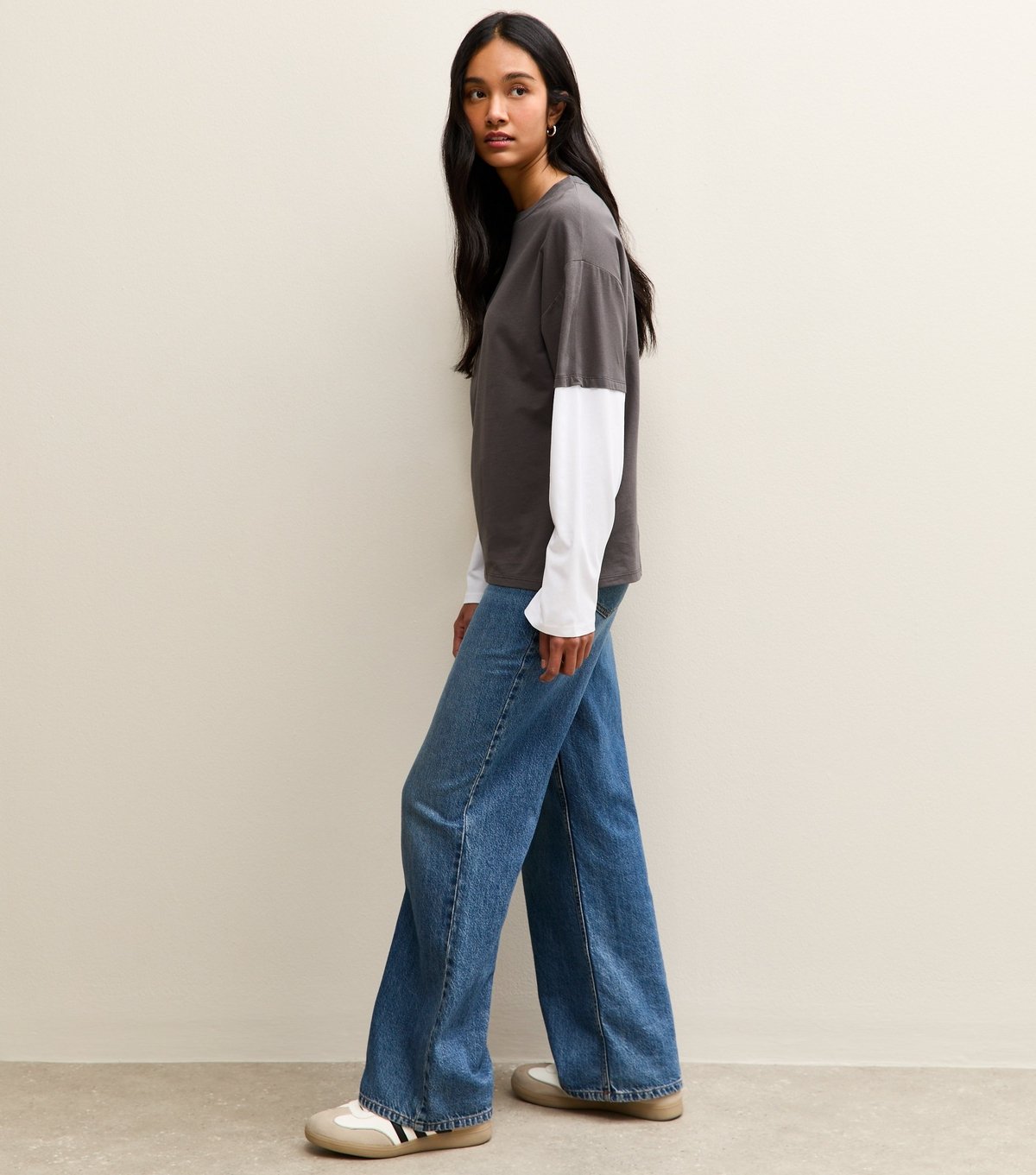 New Look Women's Dark Grey Boxy Layered Sleeve T-Shirt New Look - 3