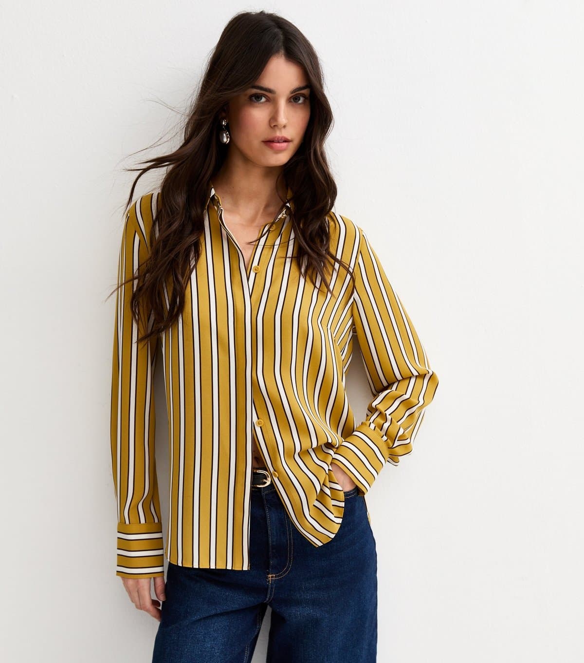 New Look Women's Green Striped Claire Shirt New Look