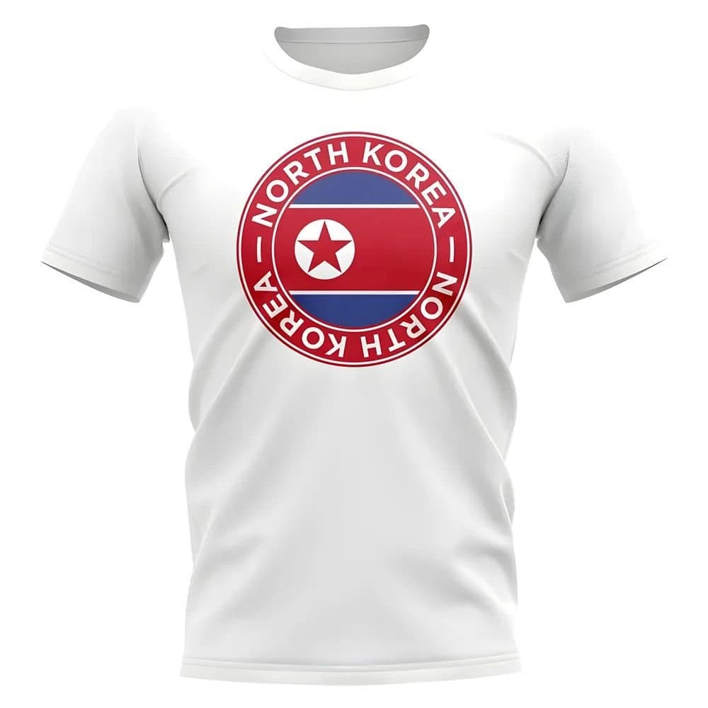 North Korea North Korea Men's Personalised Football Badge T-Shirt in White