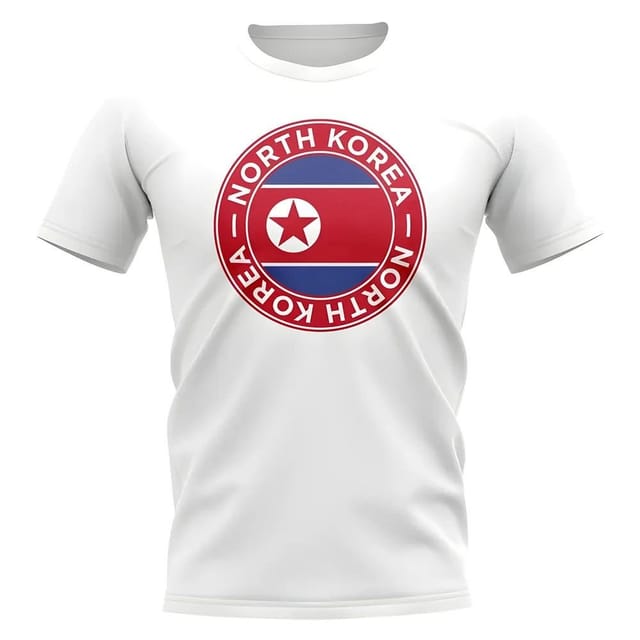 North Korea North Korea Men's Personalised Football Badge T-Shirt in White - 2