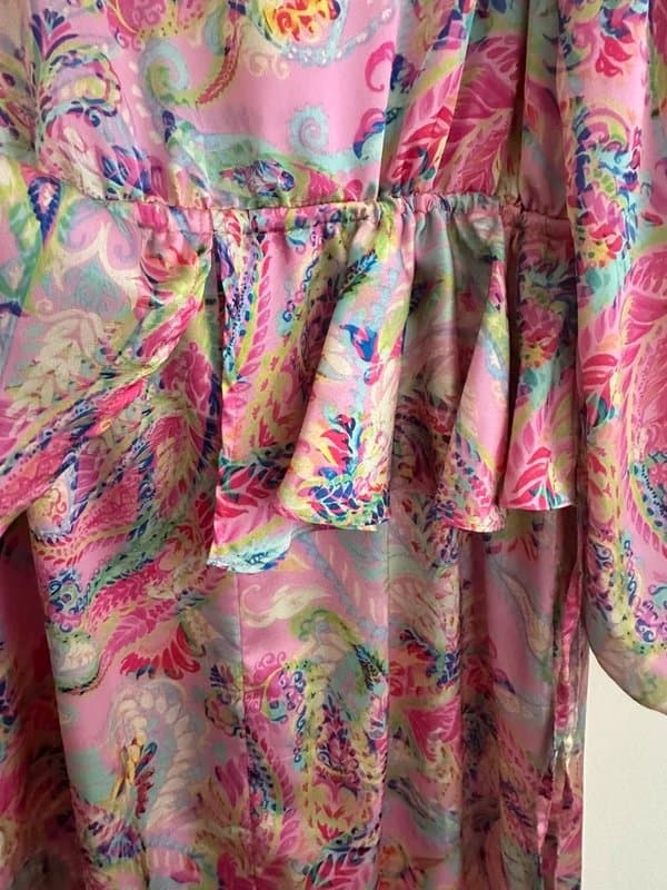 Never Fully Dressed Never Fully Dressed pink floral long sleeve maxi dress size M